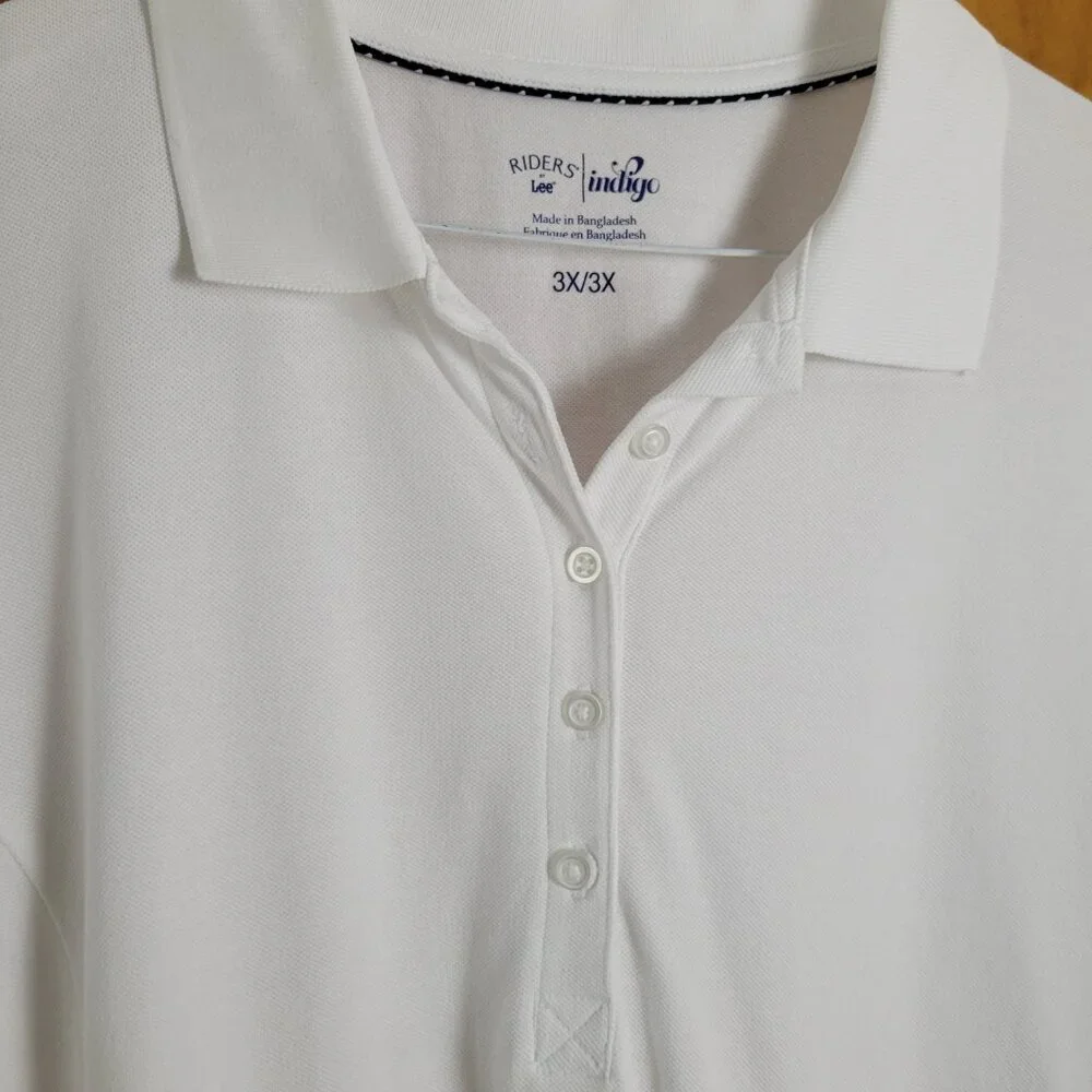 NEW Riders by Lee Indigo Polo Shirt White Womens 3X Comfort Athleisure NWT - Picture 5 of 11